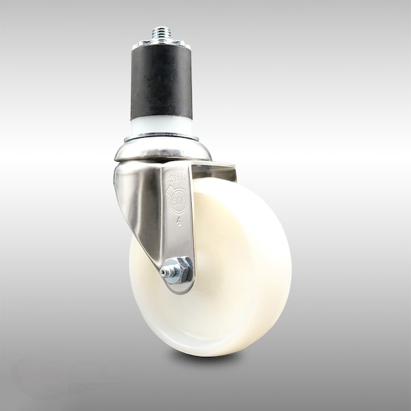 4 Inch 316SS Nylon Wheel Swivel 1-3/4 Inch Expanding Stem Caster